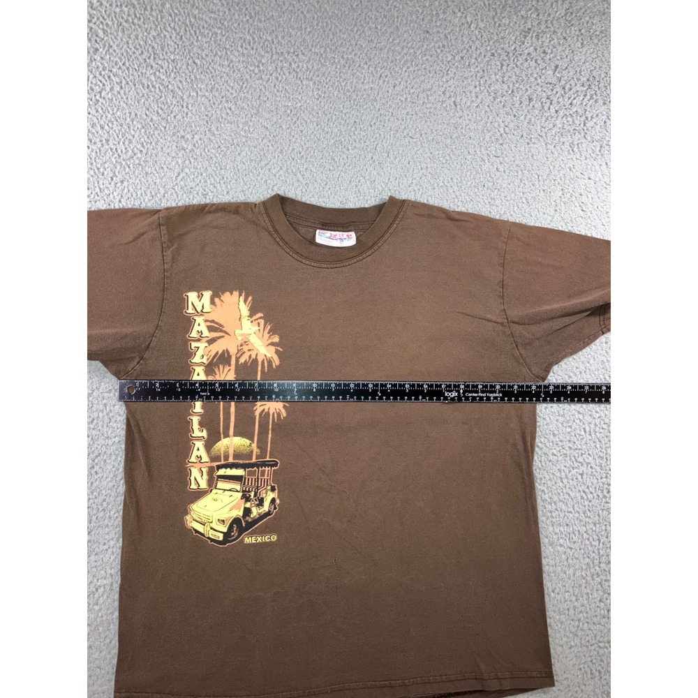 Vintage Mazatlan Mexico Vacation T Shirt Mens XL Brown Euro Elegance Y2K Boxy - Picture 11 of 11